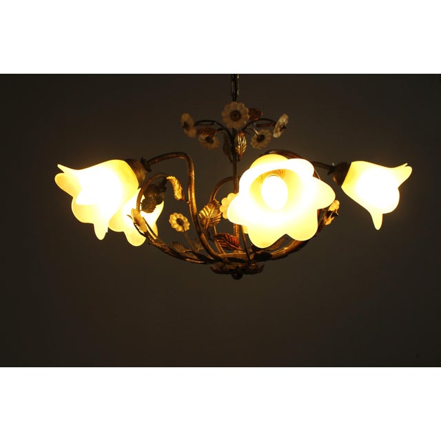 Metal Vintage Floral Pendant Light from w.müller-münchen 1980s For Sale - Image 7 of 10