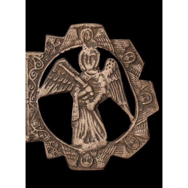 Wrought Iron The Ethiopian Processional Cross Burst of Faith, Guardian of the Sacred Mysteries, 1800s For Sale - Image 7 of 12