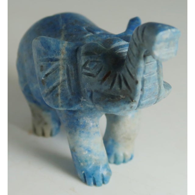 Blue Hand-Carved Miniature Elephant of Naturally Occurring Blue and Brown Sodalite Stone For Sale - Image 8 of 12