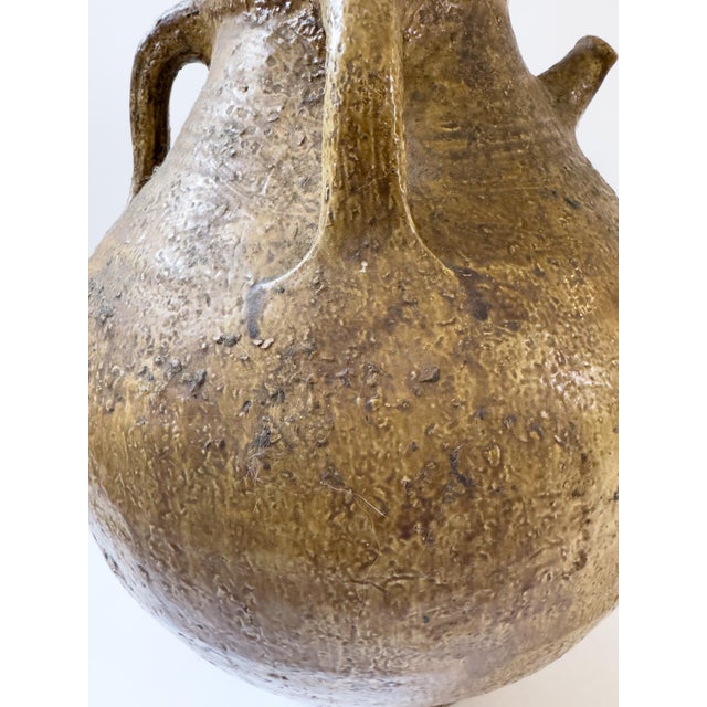 Wood Antique French Glazed Terracotta Walnut Oil Jug (Cruche) With Four Handles, C. 1900 For Sale - Image 7 of 17