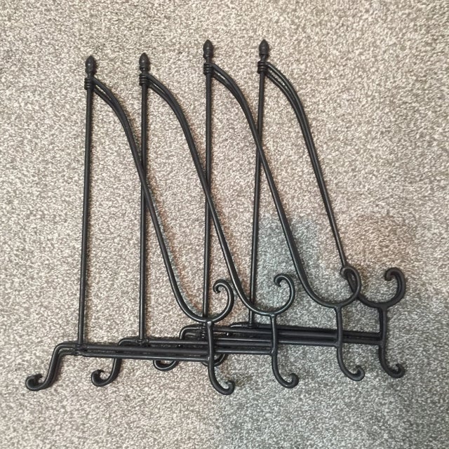 Vintage Large Wrought Iron Plate and Artwork Table Easels - Set of 4 For Sale In Las Vegas - Image 6 of 12