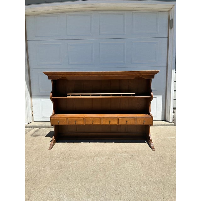 1960s Vintage 1960s Ethan Allen by Baumritter Solid Maple Hutch & Buffet Set – Early American Collection, Nutmeg Maple Finish For Sale - Image 5 of 11