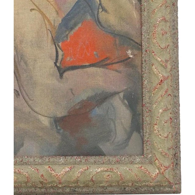 Olive Original Mid Century Modern Figural Oil Painting by Doris Klein New York School For Sale - Image 8 of 10