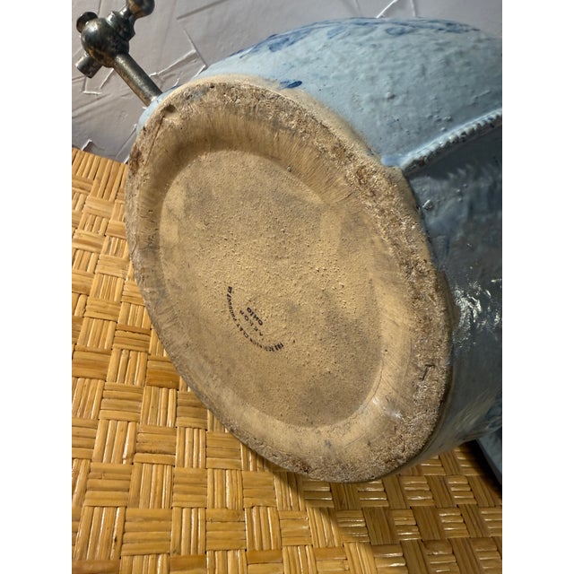 Antique Blue Salt Glazed Stoneware Water Crock With Scene For Sale - Image 11 of 11