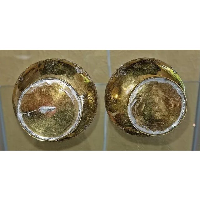 Islamic 18c Middle Eastern Damascene Vases - a Pair For Sale - Image 3 of 7