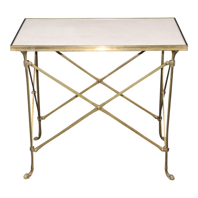 Maison Jansen Style Directoire Granite Top & Brass End Table For Sale