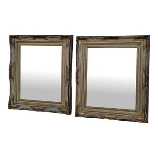 Pair of Hollywood Regency Mirrors Hand Painted and Gilded. For Sale