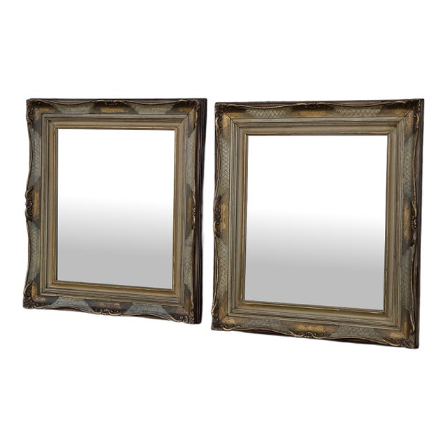 Pair of Hollywood Regency Mirrors Hand Painted and Gilded. For Sale