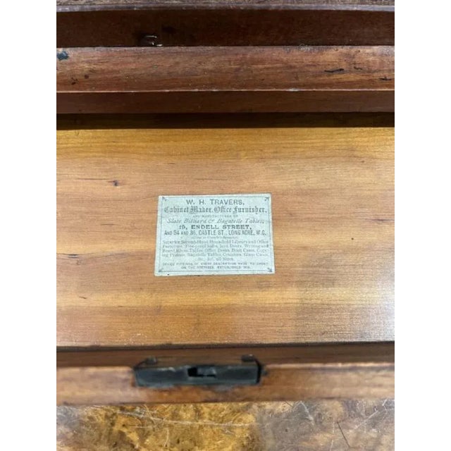 Antique Victorian quality mahogany stationary box having a sloping front and a pair of mahogany doors opening to reveal a...