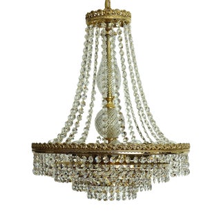 Brass, Lead Crystal and 24k Gold-Plated 5-Light Chandelier from Sölken Leuchten, 1970s For Sale