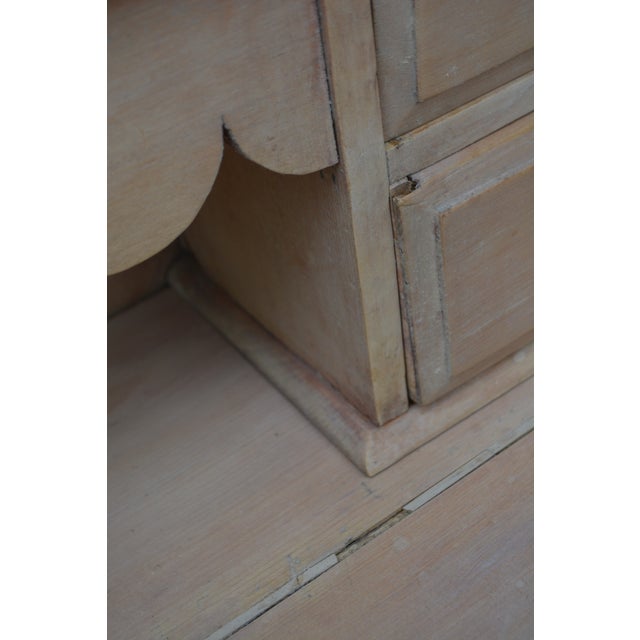 Wood Vintage Washed Rustic Pine Sideboard Credenza / Dresser W/ Arched Top & Drawers For Sale - Image 7 of 17