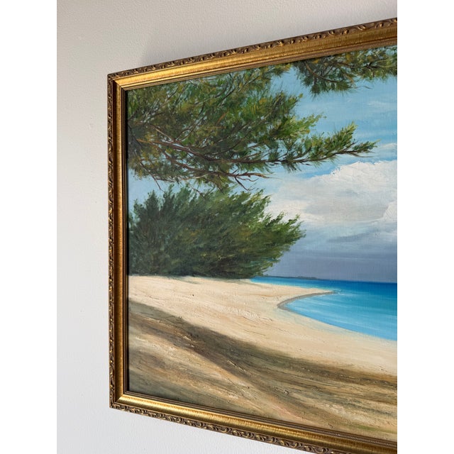 Vintage Beach Impressionist Landscape Oil on Canvas Painting – Framed For Sale In Miami - Image 6 of 10