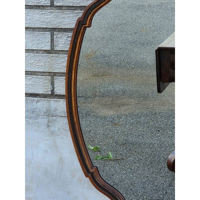 Wood 1930 Oval Walnut Hand Painted American Mirror. For Sale - Image 7 of 18