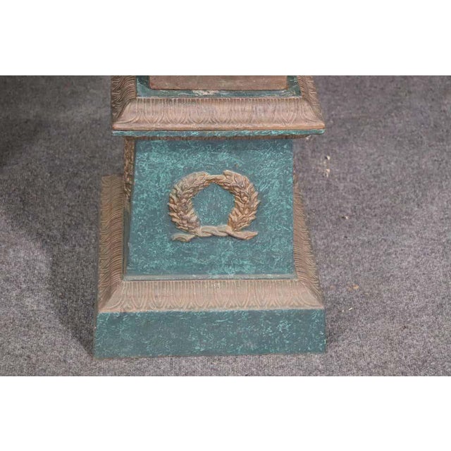 Neoclassical Pair of Verdigris and Metal Garden Urns For Sale - Image 3 of 4