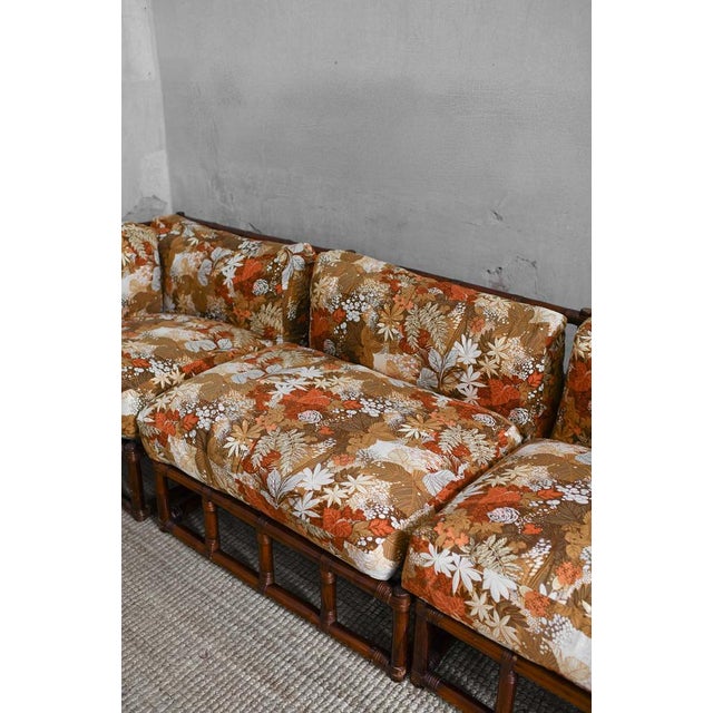 Bamboo Modular Sofa with Wooden Shelves, 1970s For Sale - Image 4 of 5