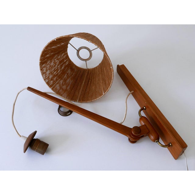 Mid-Century Modern Swing Teak & Sisal Wall Light, Denmark, 1960s For Sale - Image 13 of 18