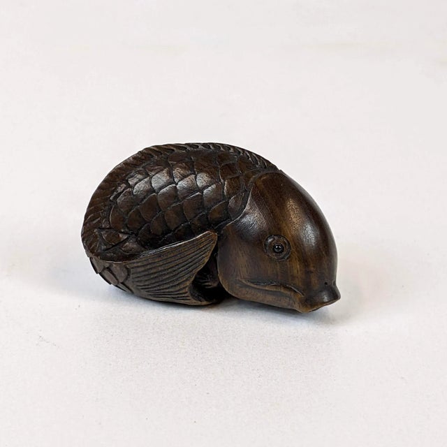 Late 20th Century 1980s Hand Carved Netsuke of a Carp For Sale - Image 5 of 5