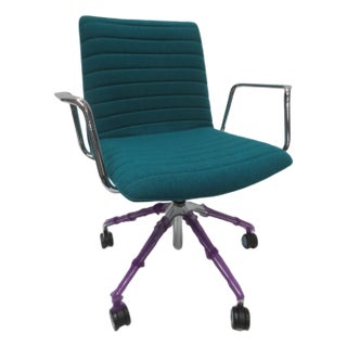 Andreu World Flex Swivel Armchair in Teal Fabric (New in Box) For Sale