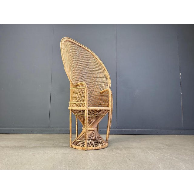 Tan Vintage Wicker Peacock Chair, 1970s For Sale - Image 8 of 16