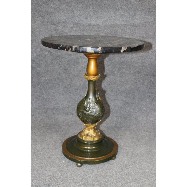 19th Century 19th Century Pair Art Nouveau Bronze and Marble Top End Tables by Ferville Suan For Sale - Image 5 of 17