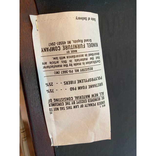 Wood Late 20th Century Kindel Sleigh Back Mahogany and Silk Side Chair For Sale - Image 7 of 7