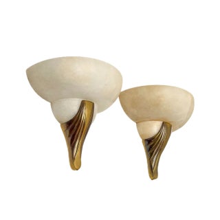 Half Moon Alabaster Wall Lamps from Mariner Spain, 1970s, Set of 2 For Sale