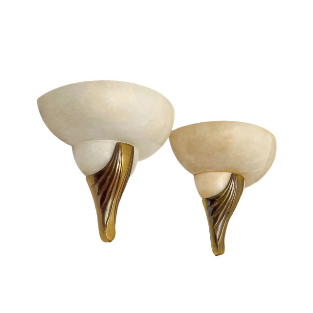 Half Moon Alabaster Wall Lamps from Mariner Spain, 1970s, Set of 2 For Sale