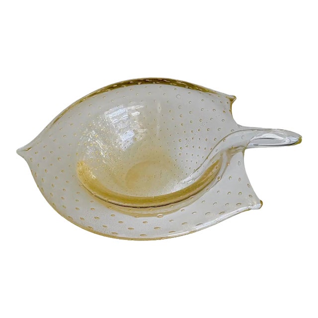 Large Murano Gold Organic Shape Centerpiece Bowl For Sale
