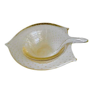 Large Murano Gold Organic Shape Centerpiece Bowl