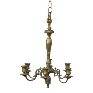 19th Century American Brass Chandelier for Candles For Sale