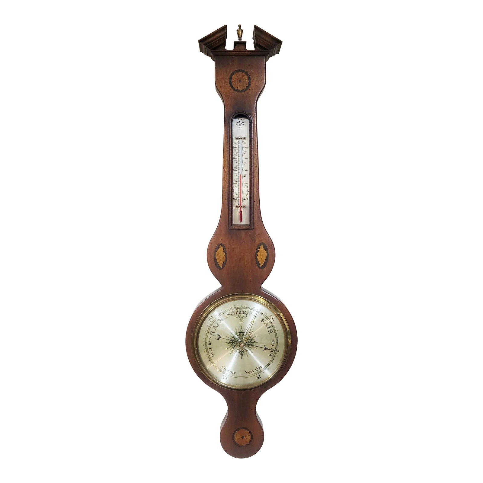 Vintage 20th C English Style Conch Shell Carved Barometer | Chairish