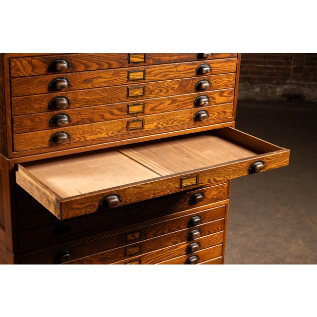 Wood Antique Four-Stack Flat File by Economy For Sale - Image 7 of 12