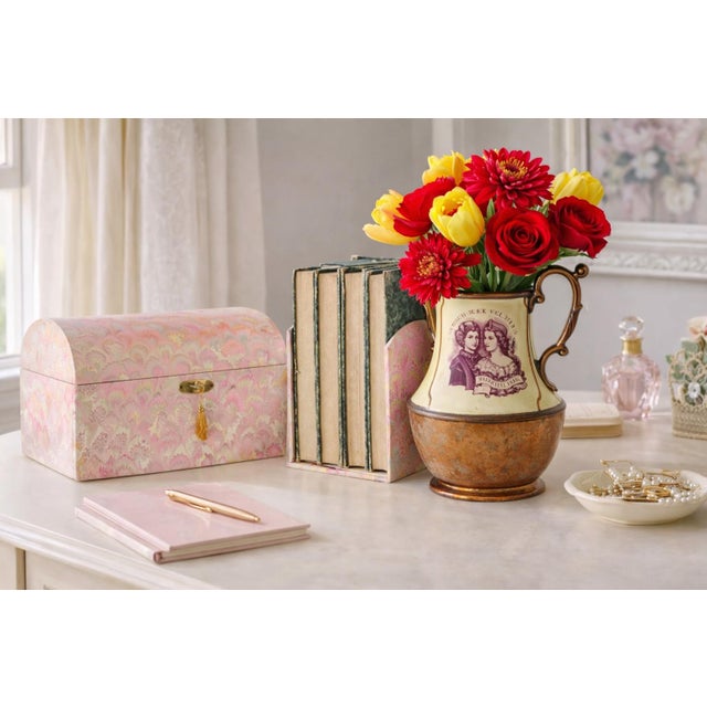 Late 20th Century Il Papiro Firenze Marbled Desk Set with Box and Bookends For Sale - Image 5 of 5