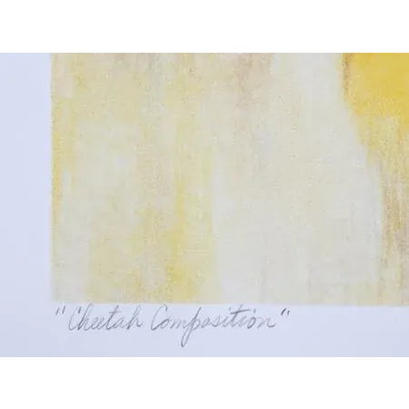 Emerging from an abstract linear composition, Caroline Schultz's renderings of a cheetah mother and several cheetah cubs...