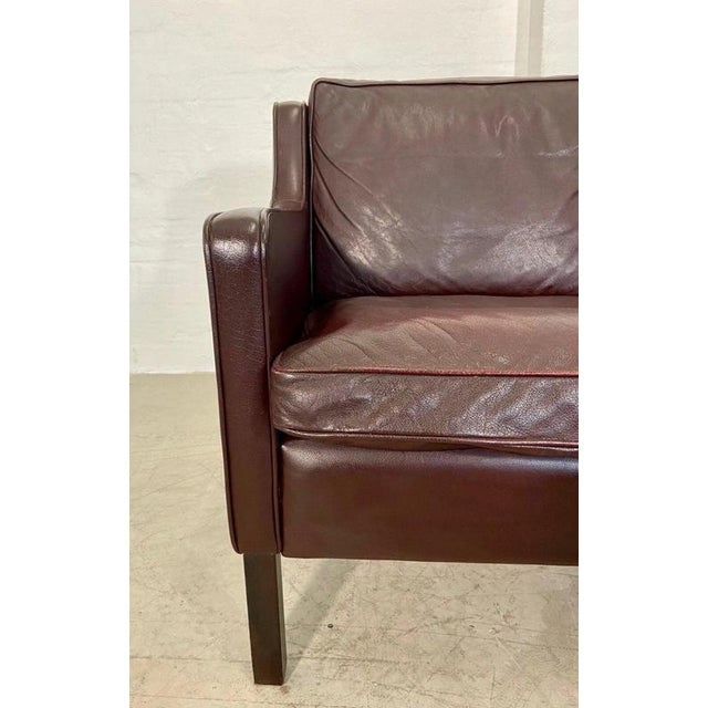 Vintage Danish Dark Cognac Leather Two-Seater Sofa from Stouby, 1960s For Sale - Image 11 of 18