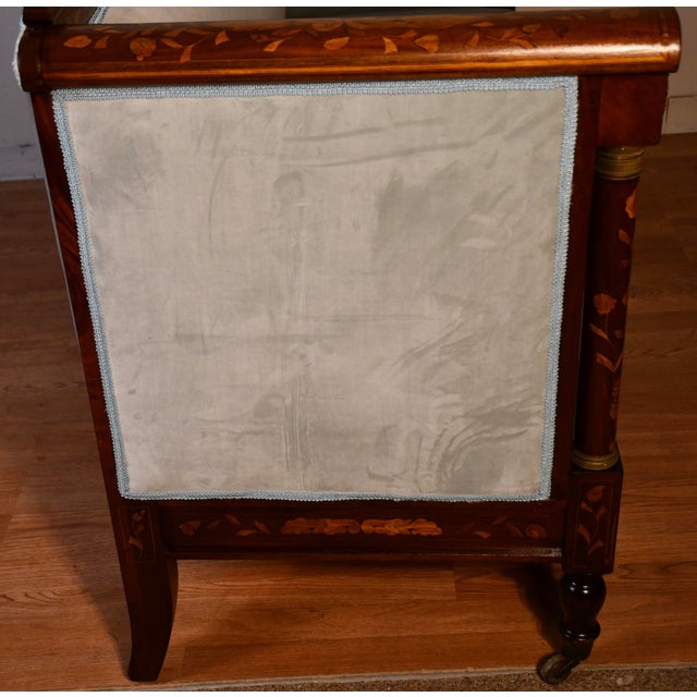 1840s Antique Dutch Marquetry Mahogany & Satinwood Inlay Spring-Seat Sofa For Sale - Image 9 of 12