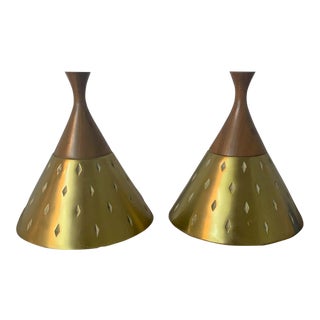 Mid 20th Century Westwood Chadwick Brass & Wood Bookends - a Pair For Sale