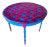 Round Resin Top Center or Game Table, Turquoise and Pink For Sale