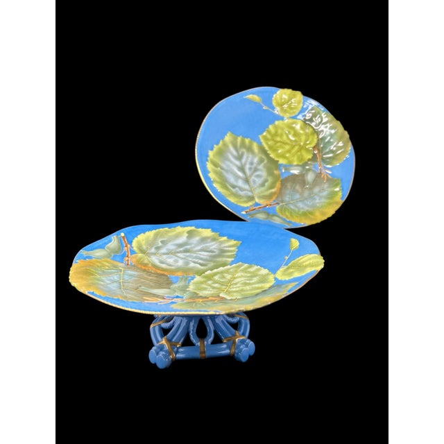 Pair of Italian Renata Depose Metallica Glaze Footed Compotes With Aspen Leaf Motif, Mid-Century For Sale - Image 12 of 12