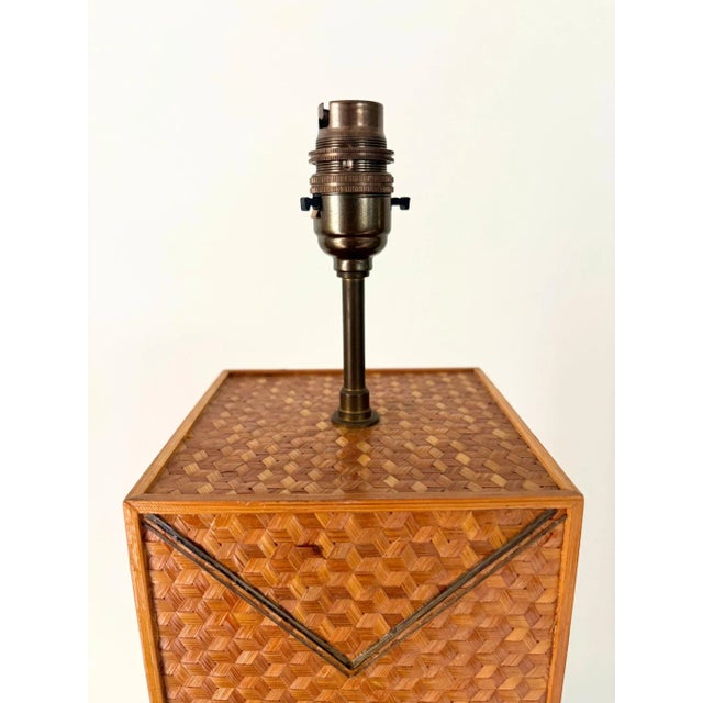 Mid-Century Geometric Rattan Lamp, Italy, 1950s For Sale - Image 9 of 10