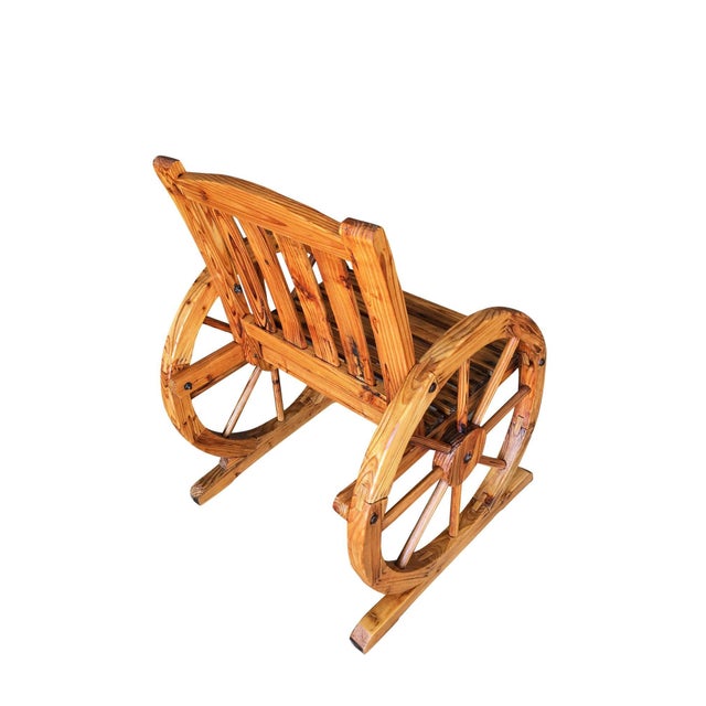 1960s Southwestern Wooden Wagon Wheel Table and Chairs Set, 1960s For Sale - Image 5 of 7
