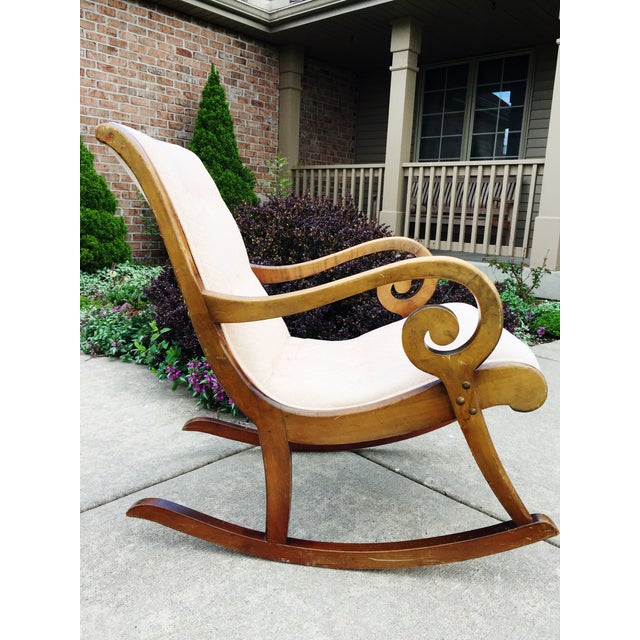 1940's French Rocking Chair Wood Curved Arms Chairish