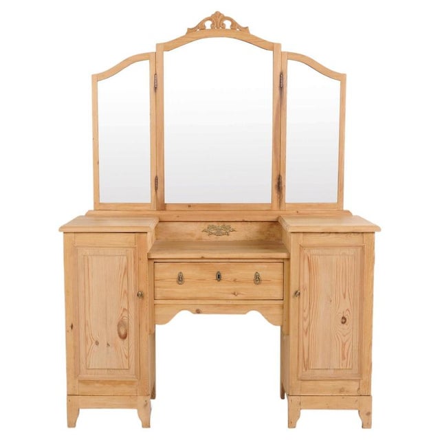 Pine Dressing Table with Mirror, 1920s For Sale - Image 11 of 11
