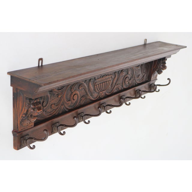 Wood Antique French Renaissance Revival Coat Rack, 1880 For Sale - Image 7 of 8