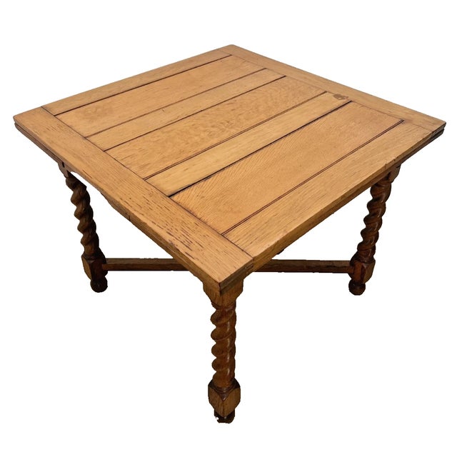 Traditional Antique Expanding Pub Kitchen Table Barley Twist Legs Quarter Sawn White Oak For Sale - Image 3 of 11
