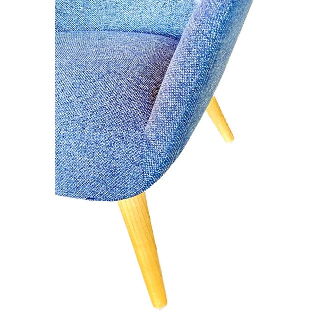 Wood Vintage Mid-Century Modern Style Blue Side Chair For Sale - Image 7 of 10