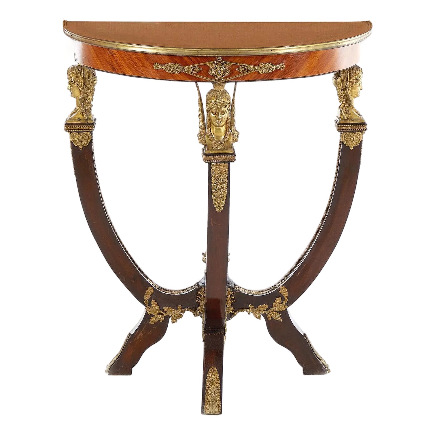French Empire Style Bronze-Mounted Kingwood D-Shape Console Table, 20th ...