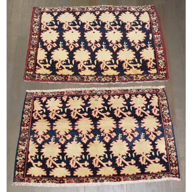 Textile Early 20th Century Zabihi Collection Persian Jozan Sarouk Rugs - A Pair - 1'8" x 2'6" For Sale - Image 7 of 7