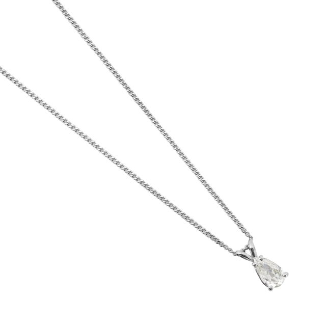 Modern 14k White Gold Antique Cut 0.50ct Pear Shape Diamond Solitaire Pendant Necklace For Sale - Image 3 of 8