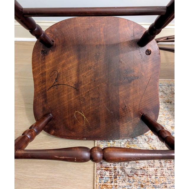 Vintage S. Bent & Brothers Maple Windsor Chairs Duxbury Colonial Style - A Pair For Sale - Image 9 of 12